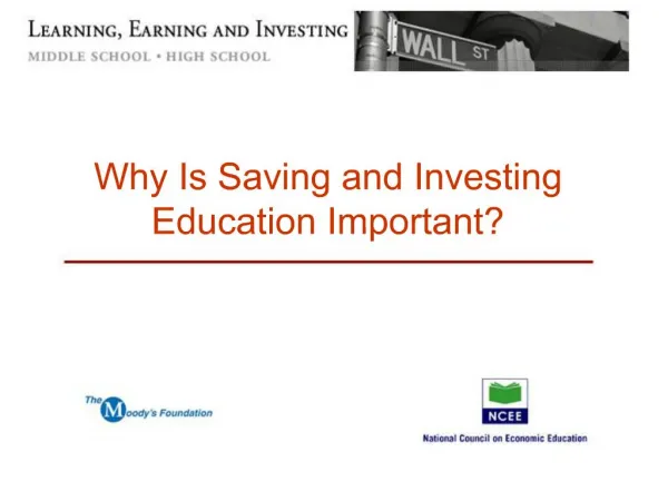 Why Is Saving and Investing Education Important