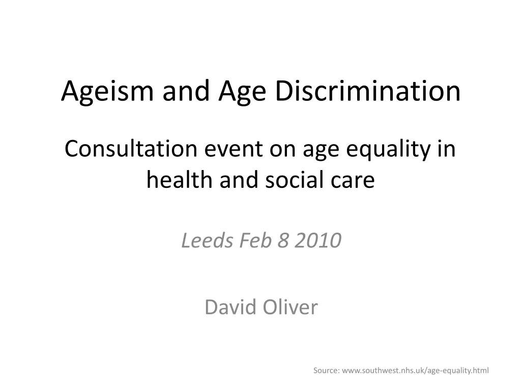 consultation event on age equality in health and social care
