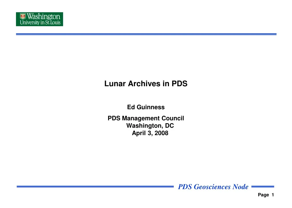 lunar archives in pds ed guinness pds management