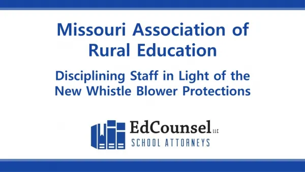 Missouri Association of Rural Education Disciplining Staff in Light of the