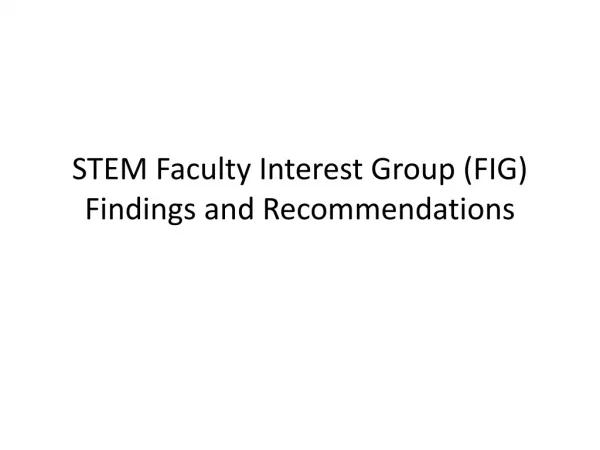 STEM Faculty Interest Group (FIG) Findings and Recommendations