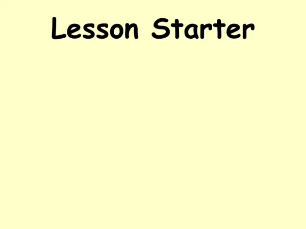 Lesson Starter