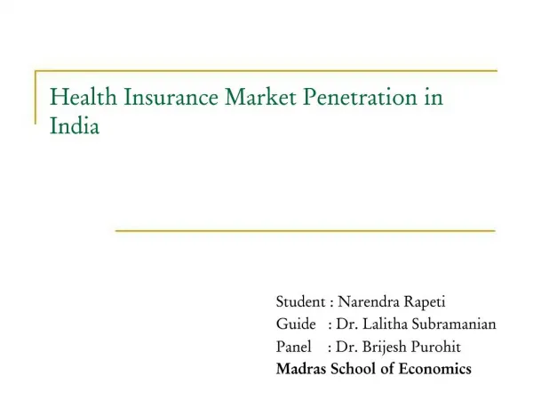 Health Insurance Market Penetration in India