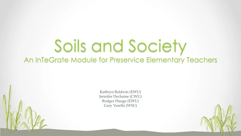 soils and society an integrate module for preservice elementary teachers