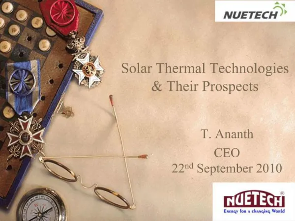 Solar Thermal Technologies Their Prospects
