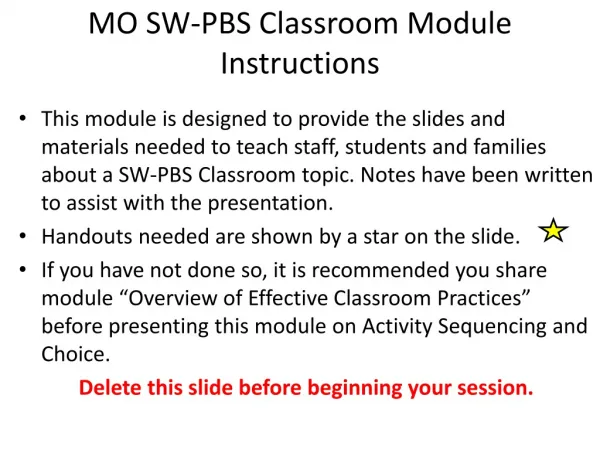 MO SW-PBS Classroom Module Instructions