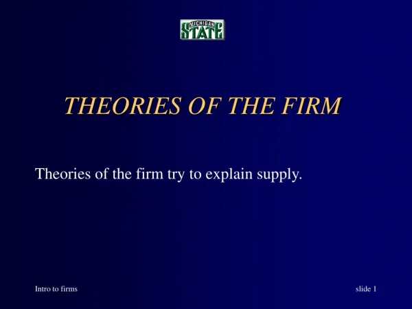 THEORIES OF THE FIRM