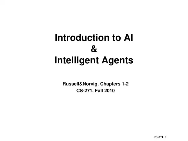 Introduction to AI &amp; Intelligent Agents