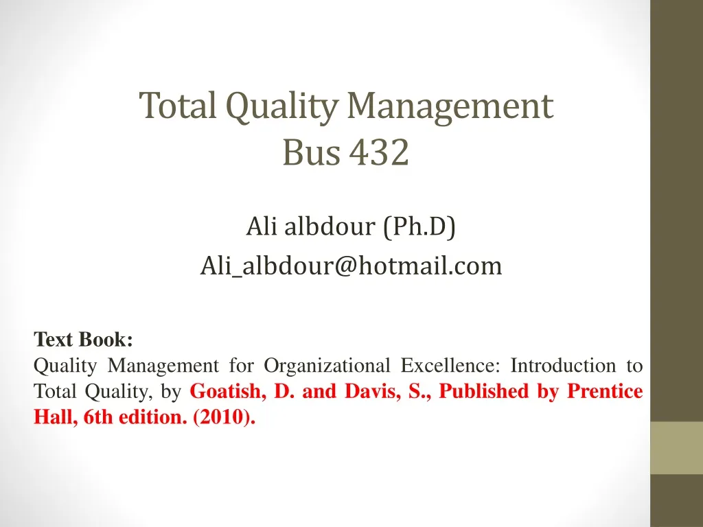 total quality management bus 432