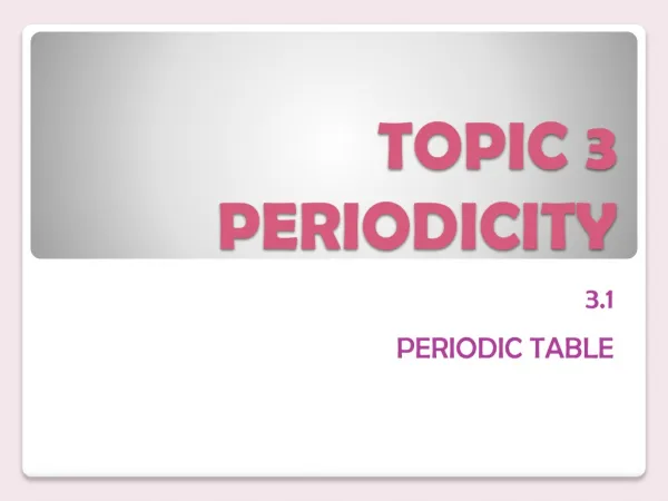 TOPIC 3 PERIODICITY