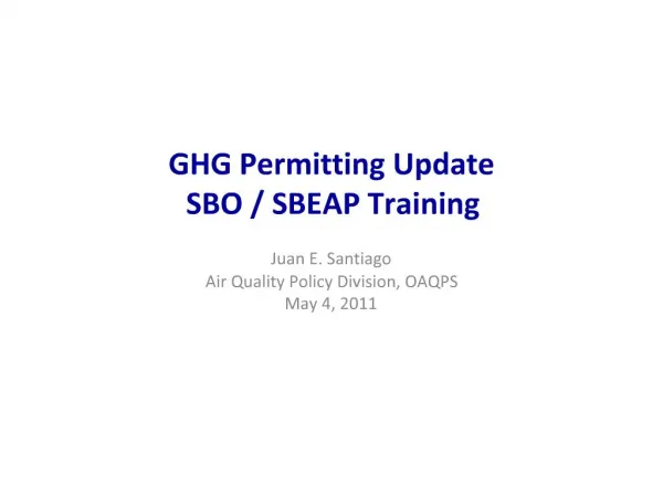 GHG Permitting Update SBO