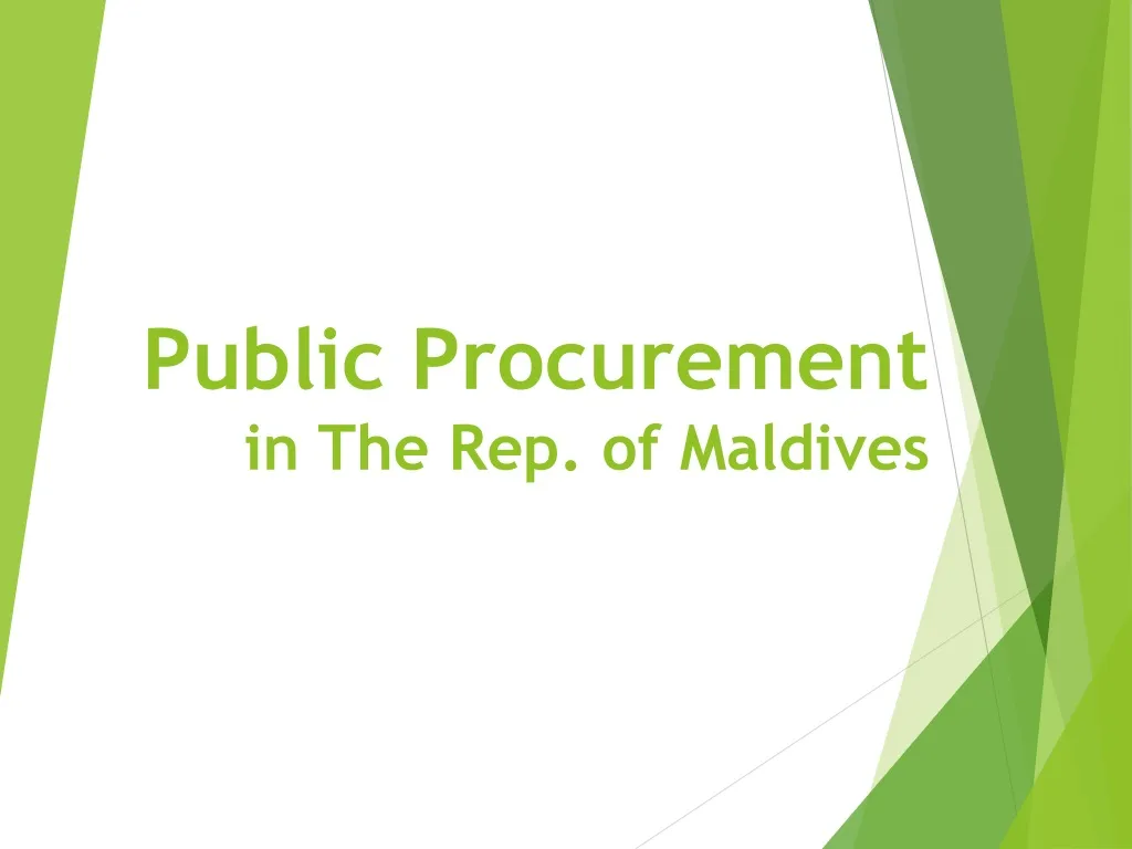 public procurement in the rep of maldives