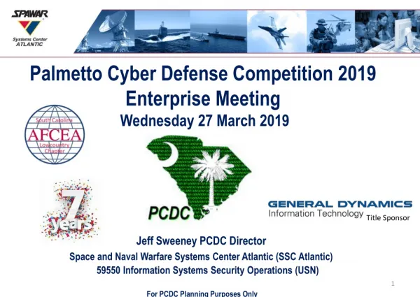 Palmetto Cyber Defense Competition 2019 Enterprise Meeting Wednesday 27 March 2019