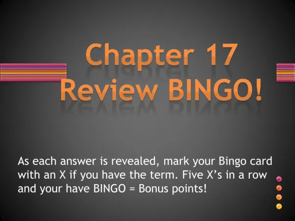 Chapter 17 Review BINGO!