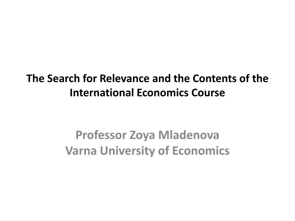 the search for relevance and the contents of the international economics course