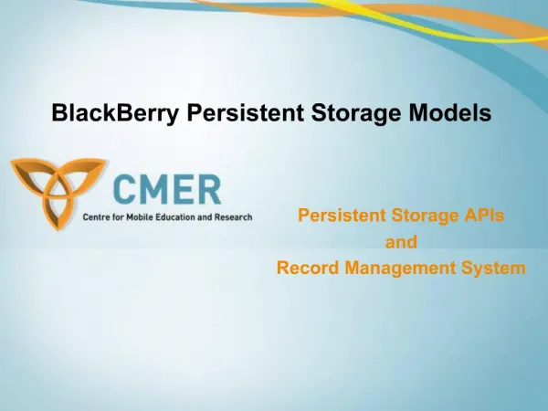 BlackBerry Persistent Storage Models