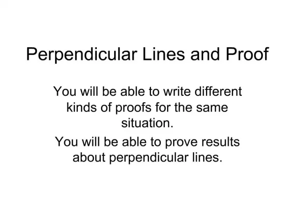 Perpendicular Lines and Proof