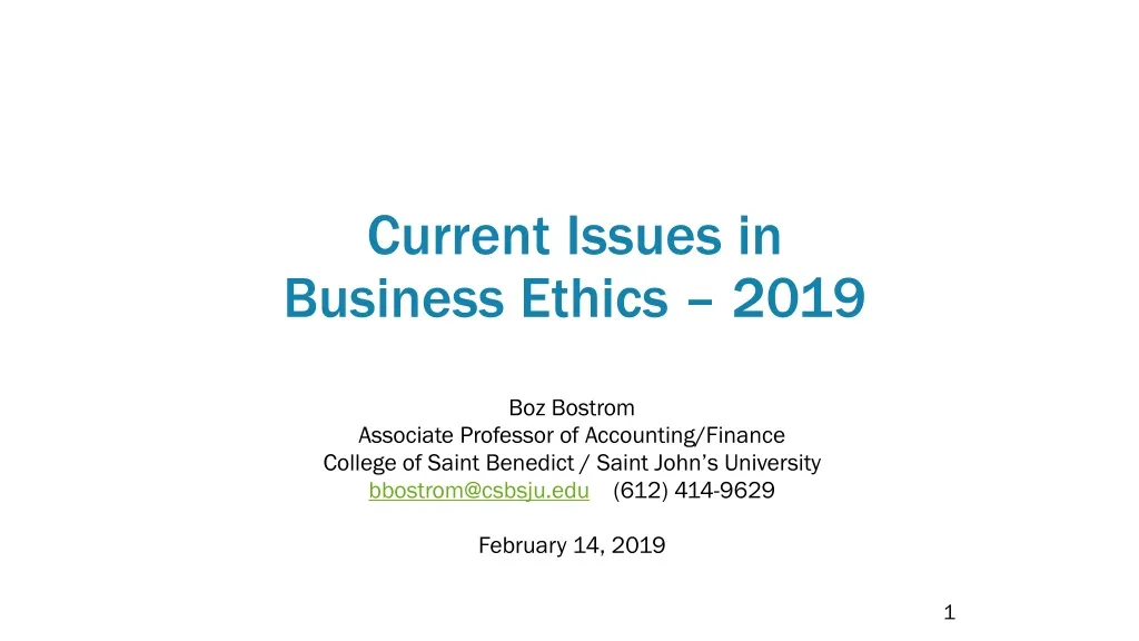 current issues in business ethics 2019