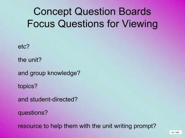 Concept Question Boards Focus Questions for Viewing