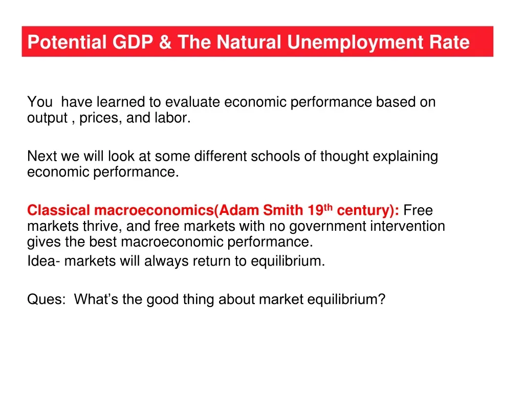 potential gdp the natural unemployment rate
