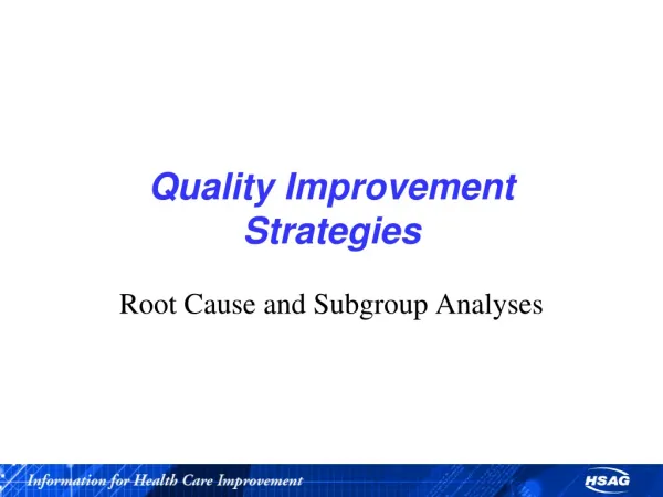 Quality Improvement Strategies