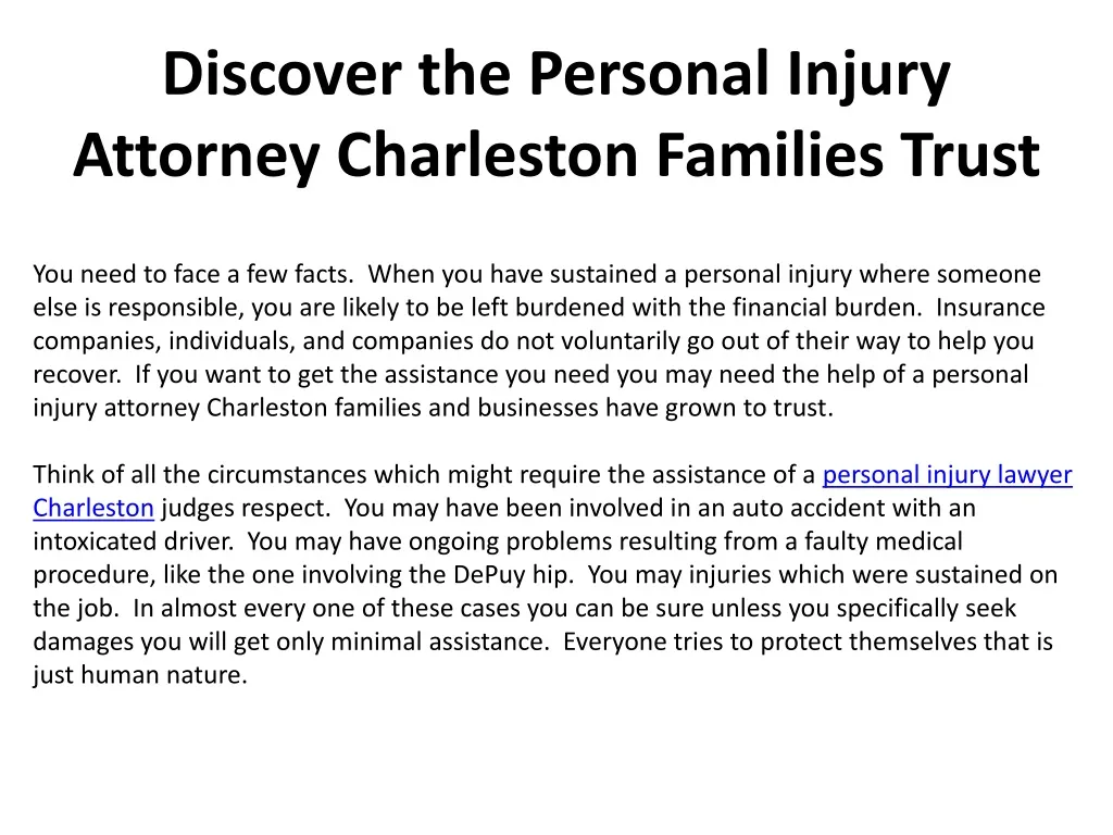 discover the personal injury attorney charleston families trust