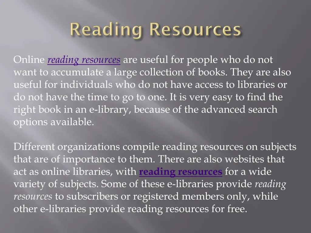 reading resources