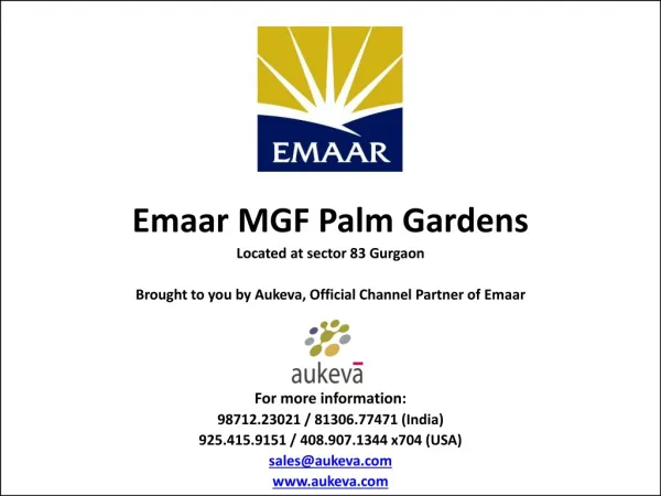 Emaar MGF Palm Gardens Gurgaon, a Good Investment
