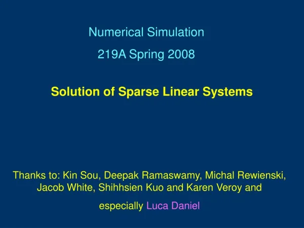 Solution of Sparse Linear Systems