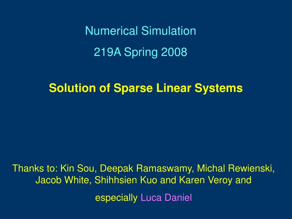 numerical simulation 219a spring 2008