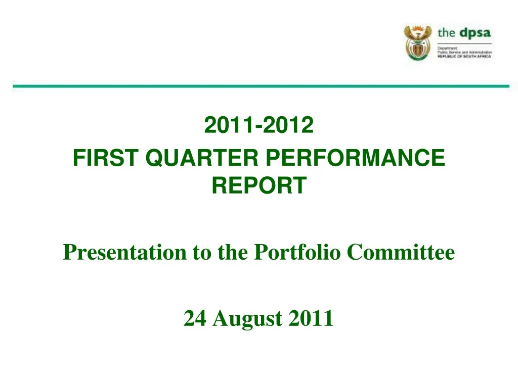2011 2012 first quarter performance report