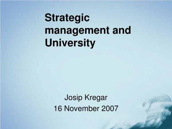 Strategic management and University