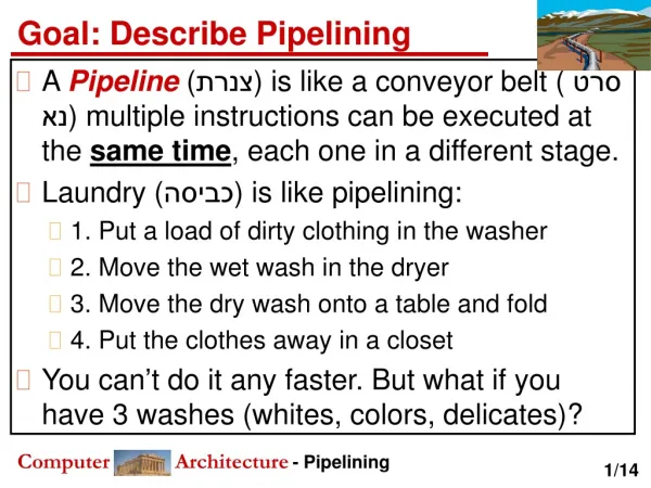 Goal: Describe Pipelining