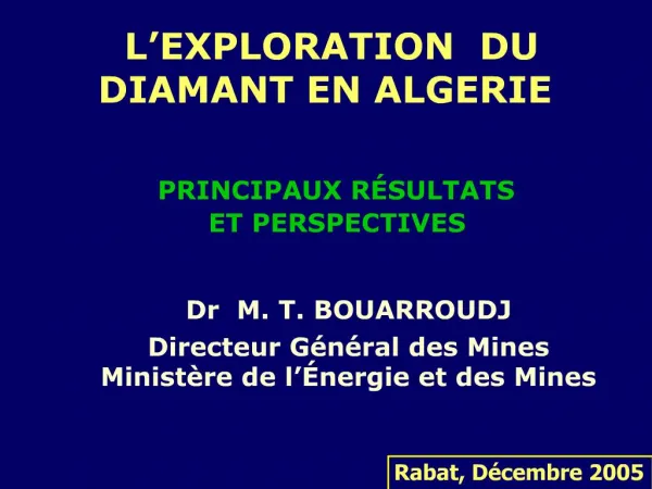 L EXPLORATION DU DIAMANT EN ALGERIE