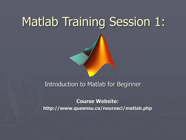 Matlab Training Session 1: