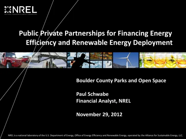 Public Private Partnerships for Financing Energy Efficiency and Renewable Energy Deployment