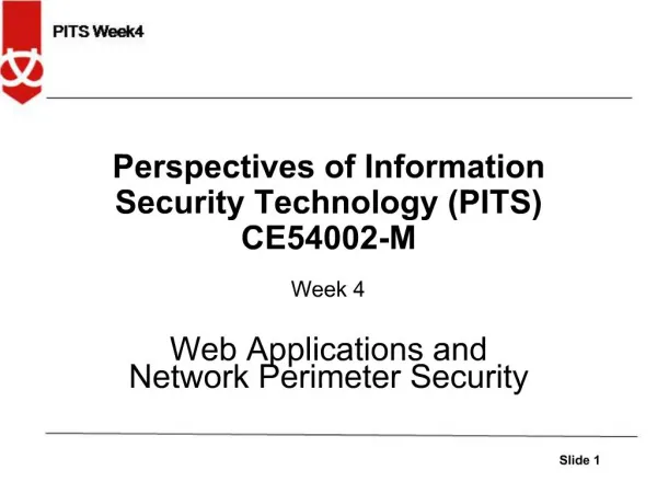 Perspectives of Information Security Technology PITS CE54002-M