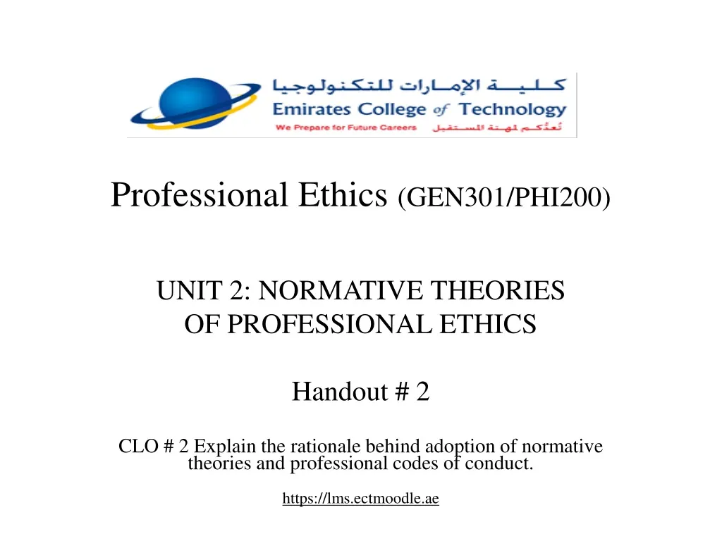 professional ethics gen301 phi200 unit 2 normative theories of professional ethics handout 2