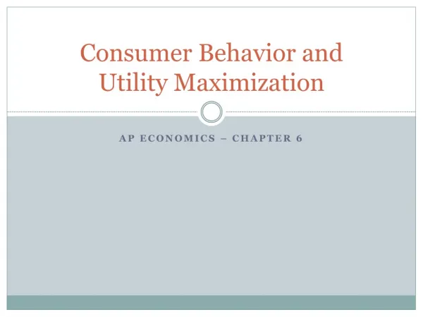 Consumer Behavior and Utility Maximization