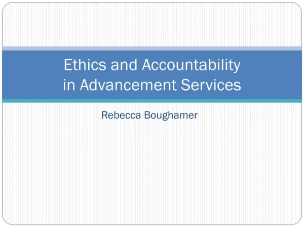 Ethics and Accountability in Advancement Services