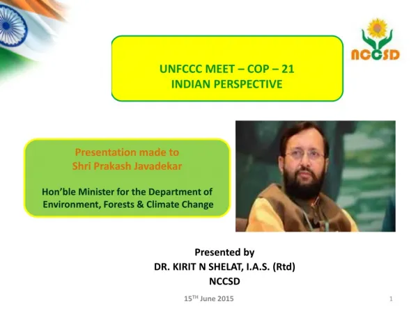 UNFCCC MEET – COP – 21 INDIAN PERSPECTIVE