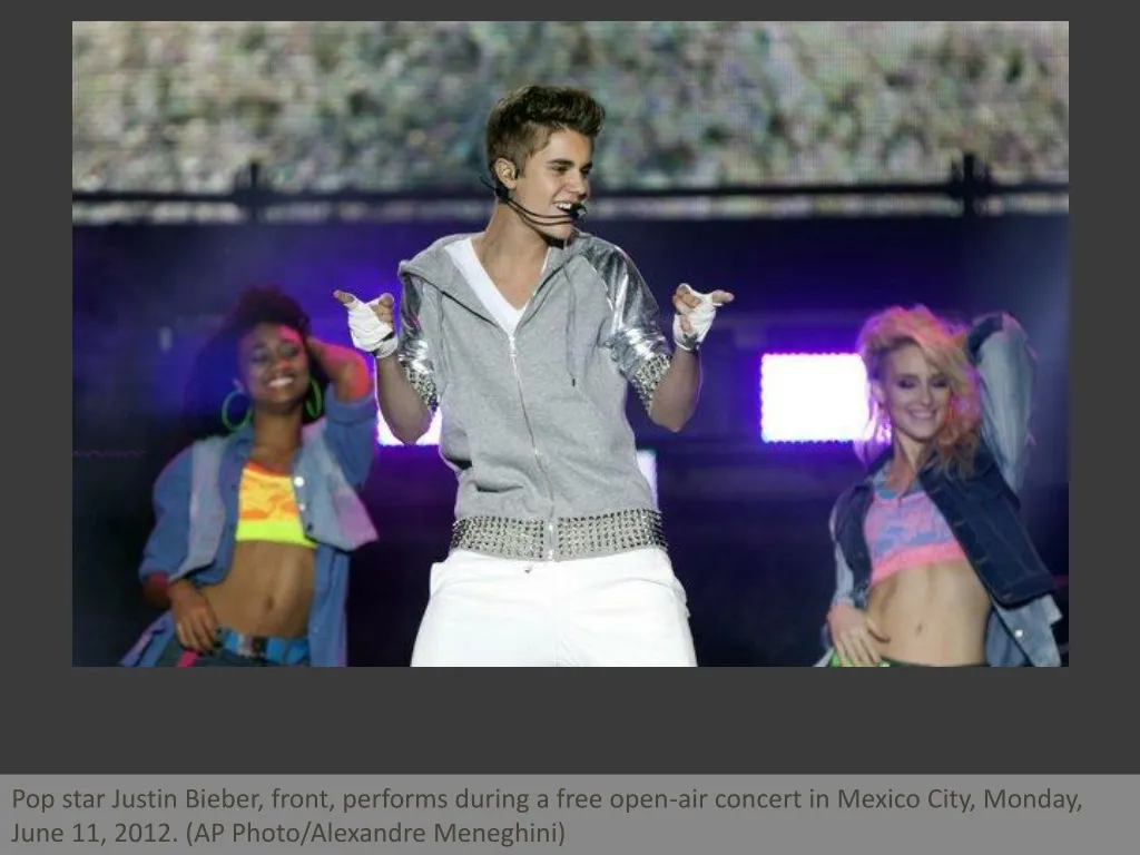 pop star justin bieber front performs during