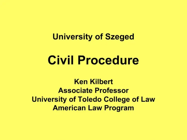 University of Szeged Civil Procedure