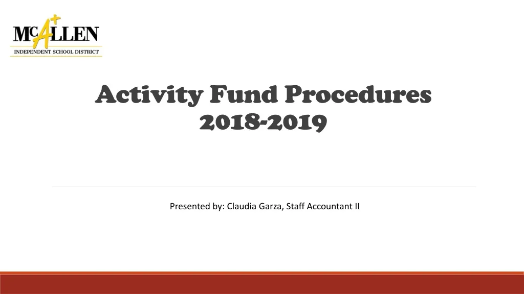activity fund procedures 2018 2019
