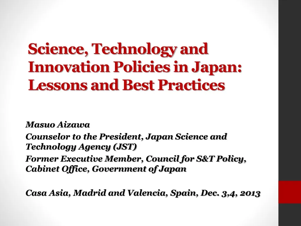 science technology and innovation policies in japan lessons and best practices