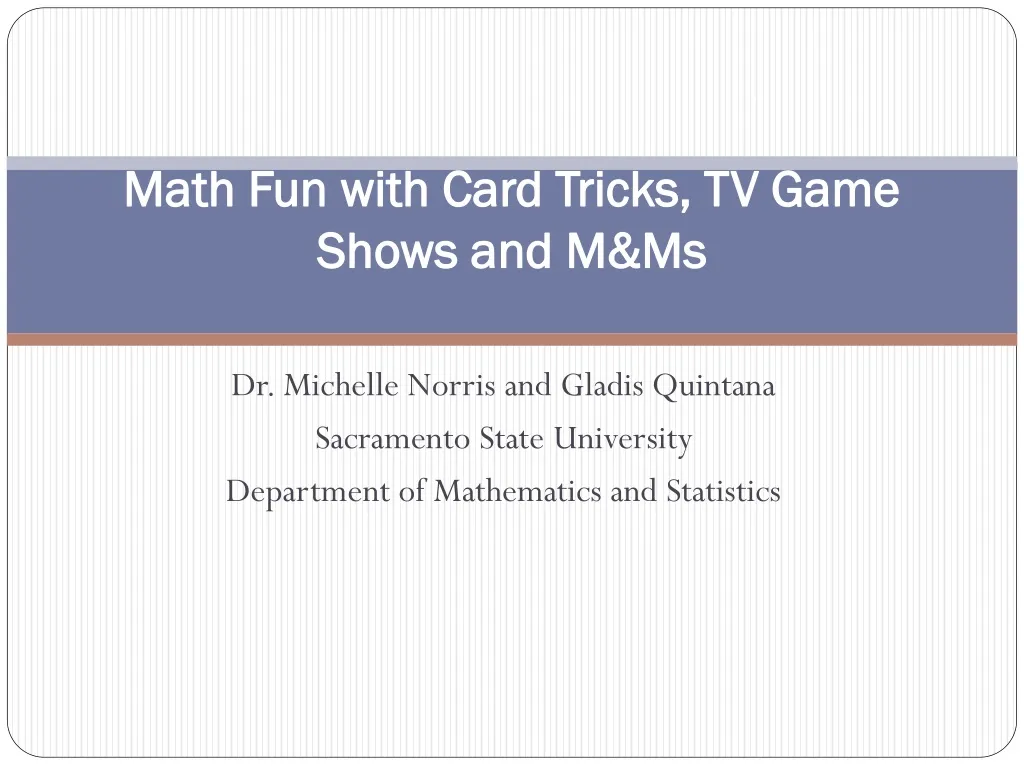 math fun with card tricks tv game shows and m ms