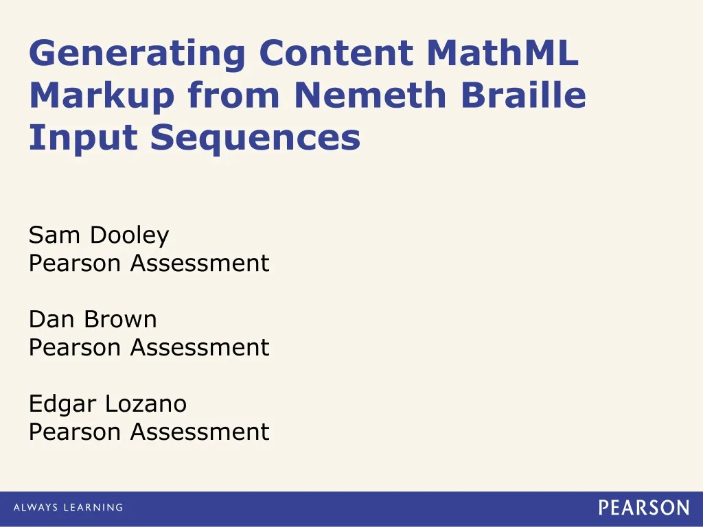 generating content mathml markup from nemeth braille input sequences