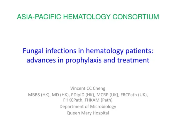 Fungal infections in hematology patients: advances in prophylaxis and treatment