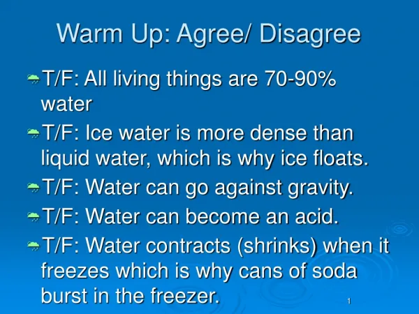 Warm Up: Agree/ Disagree
