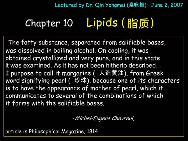 Chapter 10 Lipids